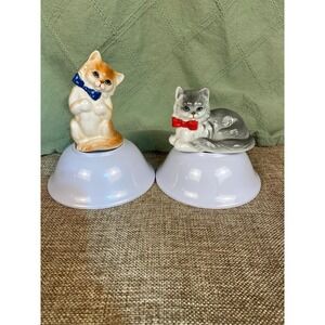 Danbury Mint Cats of Character Fine Bone China Figurines Vintage Pair Bows